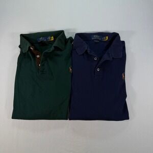 Polo Ralph Lauren Long Sleeve Polo Shirt Lot of 2 Men's M & L Green Navy Classic